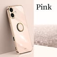 thumbnail image 1 of Luxury Plating Case for iPhone 16 Plus, Ring Holder Kickstand Full Camera Protection Drop Protection Women Girl Fashion Electroplated Cover for iPhone 16 Plus, Pink, 1 of 7