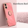 thumbnail image 1 of Luxury Plating Case for iPhone 16, Ring Holder Kickstand Full Camera Protection Drop Protection Women Girl Fashion Electroplated Cover for iPhone 16, Red, 1 of 7