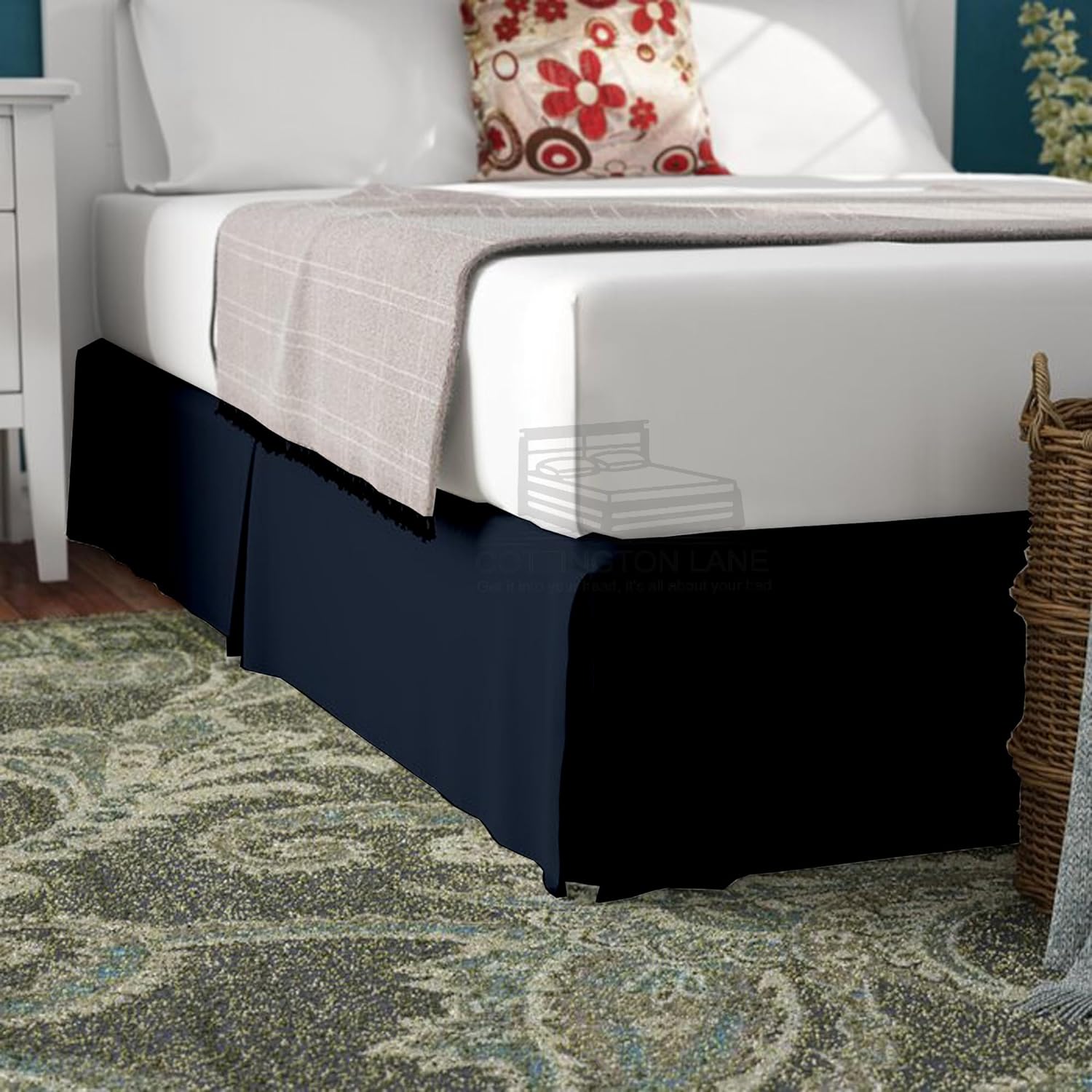 Luxury Pleated Bedskirt Queen Size 12 Inch Drop Split Corners Hotel