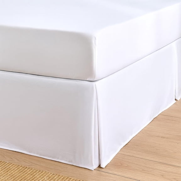 Luxury Pleated Bedskirt Twin Size 10 Inch Drop Split Corners, Hotel Luxury 1800 Ultra-Soft Tailored Drop Box Pleated Styling Dust Ruffle, Classic & Clean Look, White