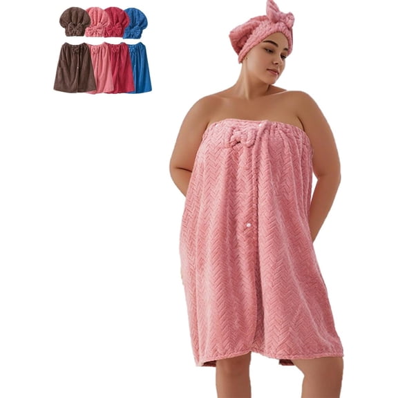 Luxury Plus-Size Towel Wraps Set with Secure Hook and Loop Closure for Women, Plush Bath & Shower Body Wrap