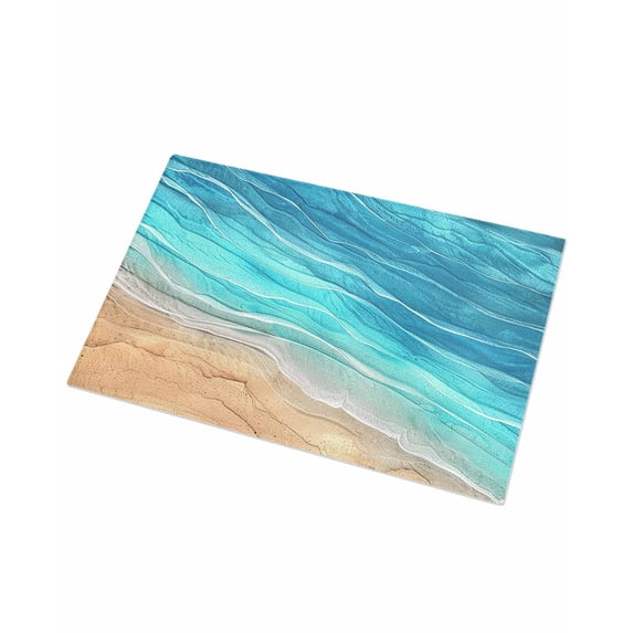 Luxury Plush Bathroom Rugs Mat, Aqua Ombre Coastal Soft Shaggy Bath Carpet, Summer Nautical Beach Ocean Seaside Non-Slip Floor Mat for Kitchen, Bedroom, 20"x31.5"
