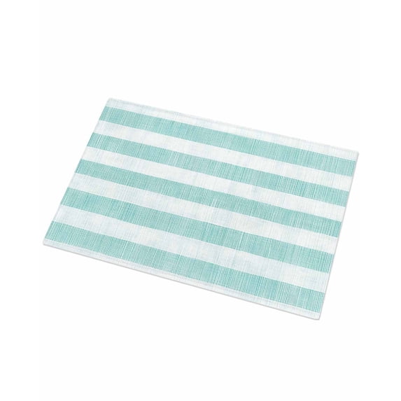 Luxury Plush Bathroom Rugs Mat, Aqua Striped Soft Shaggy Bath Carpet, Rustic Farmhouse Stripes Non-Slip Floor Mat for Kitchen, Bedroom, 18"x30"