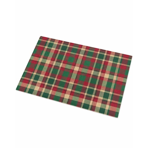 Luxury Plush Bathroom Rugs Mat, Autumn Plaid Soft Shaggy Bath Carpet, Red Green Tartan Gingham Farmhouse Checkered Non-Slip Floor Mat for Kitchen, Bedroom, 16"x24"