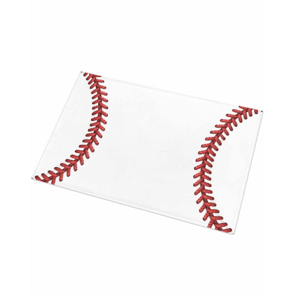 Luxury Plush Bathroom Rugs Mat, Baseball Sport Soft Shaggy Bath Carpet, Abstract Rugby Stitching Red Lines Non-Slip Floor Mat for Kitchen, Bedroom, 16"x24"