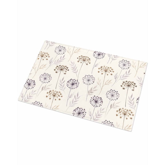 Luxury Plush Bathroom Rugs Mat, Beige Floral Dandelion Soft Shaggy Bath Carpet, Spring Farmhouse Botanical Flowers Non-Slip Floor Mat for Kitchen, Bedroom, 16"x24"