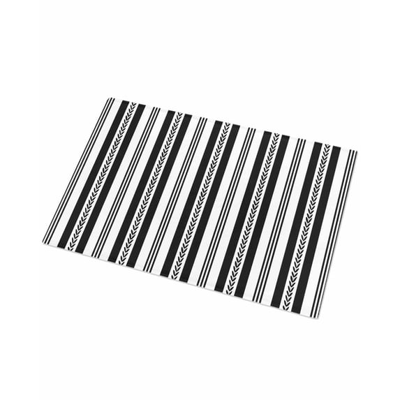 Luxury Plush Bathroom Rugs Mat, Black Line Striped Soft Shaggy Bath Carpet, Farmhouse Modern Geometric Stripes Non-Slip Floor Mat for Kitchen, Bedroom, 16"x24"
