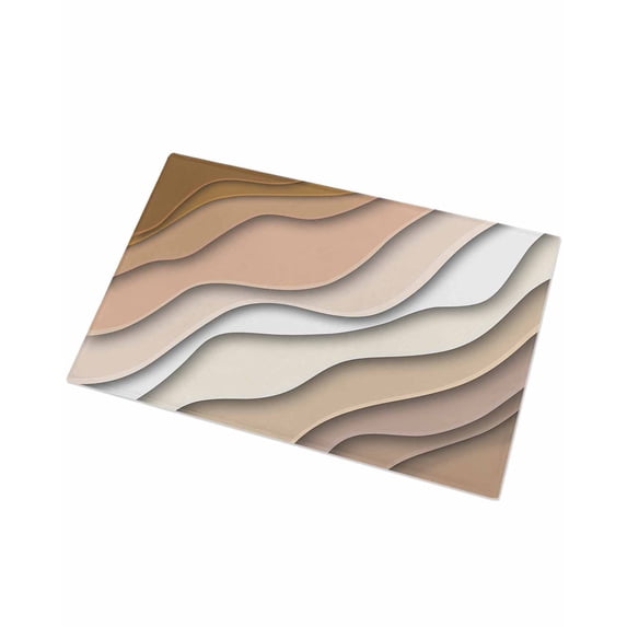 Luxury Plush Bathroom Rugs Mat, Brown Ombre Soft Shaggy Bath Carpet, Modern Geometric Abstract Aesthetic Cream Non-Slip Floor Mat for Kitchen, Bedroom, 16"x24"
