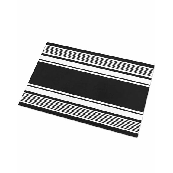 Luxury Plush Bathroom Rugs Mat, Farmhouse Black Soft Shaggy Bath Carpet, Farmhouse Black Line Striped Non-Slip Floor Mat for Kitchen, Bedroom, 16"x24"