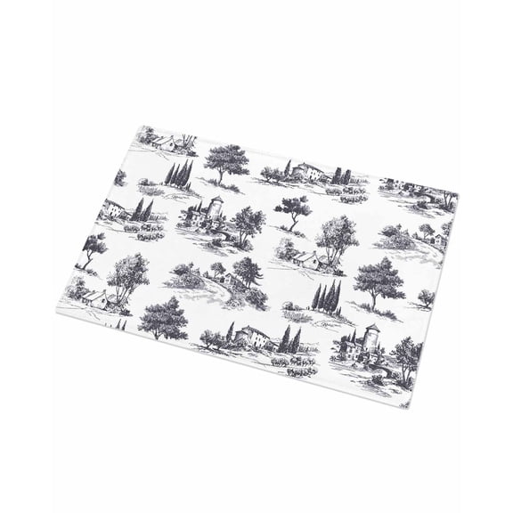 Luxury Plush Bathroom Rugs Mat, Farmhouse Castle Soft Shaggy Bath Carpet, Country Black Tree Vintage Plants Garden Non-Slip Floor Mat for Kitchen, Bedroom, 16"x24"