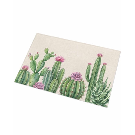 Luxury Plush Bathroom Rugs Mat, Green Cactus Tropical Soft Shaggy Bath Carpet, Summer Vintage Botanical Non-Slip Floor Mat for Kitchen, Bedroom, 20"x31.5"