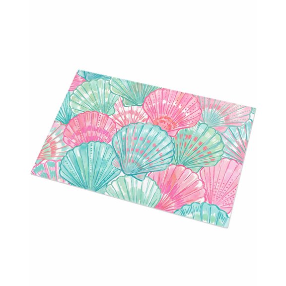 Luxury Plush Bathroom Rugs Mat, Green Pink Shell Soft Shaggy Bath Carpet, Coastal Summer Beach Ocean Conch Non-Slip Floor Mat for Kitchen, Bedroom, 20"x31.5"