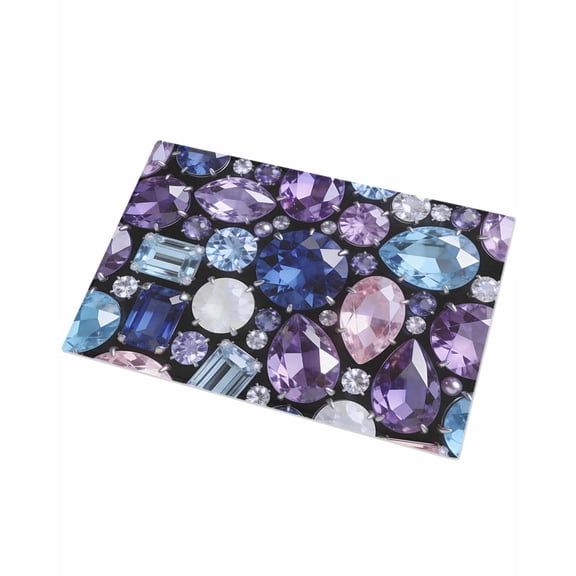 Luxury Plush Bathroom Rugs Mat, Jewelry Soft Shaggy Bath Carpet, Blue Purple Gemstone Classic Black Non-Slip Floor Mat for Kitchen, Bedroom, 16"x24"