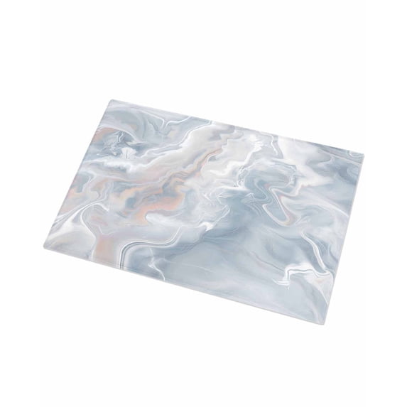 Luxury Plush Bathroom Rugs Mat, Light Blue Marble Soft Shaggy Bath Carpet, Modern Abstract Ombre Minimalism Art Non-Slip Floor Mat for Kitchen, Bedroom, 18"x30"