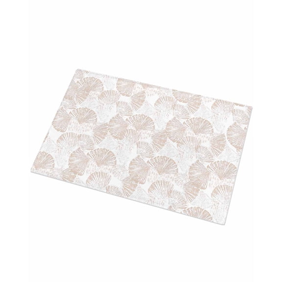 Luxury Plush Bathroom Rugs Mat, Nautical Seashell Soft Shaggy Bath Carpet, Summer Coastal Marine Shells Beige Non-Slip Floor Mat for Kitchen, Bedroom, 16"x24"