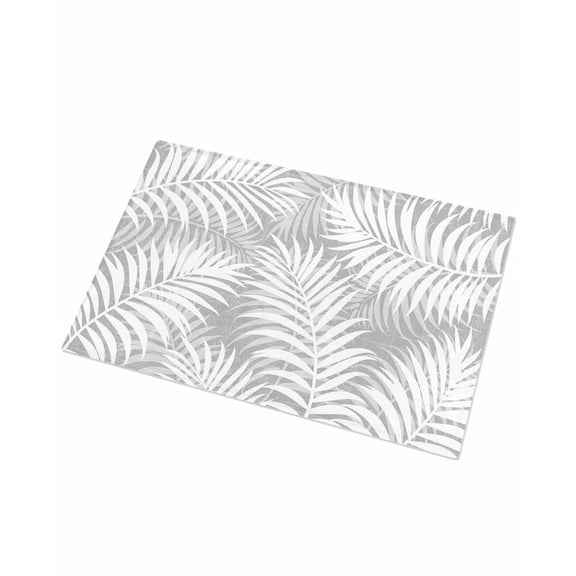 Luxury Plush Bathroom Rugs Mat, Palm Leaves Grey Soft Shaggy Bath Carpet, Summer Botanical Coastal Tropical Non-Slip Floor Mat for Kitchen, Bedroom, 24"x35"