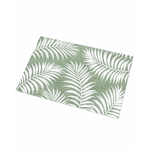Luxury Plush Bathroom Rugs Mat, Palm Leaves Sage Green Soft Shaggy Bath Carpet, Summer Botanical Coastal Tropical Non-Slip Floor Mat for Kitchen, Bedroom, 24"x35"