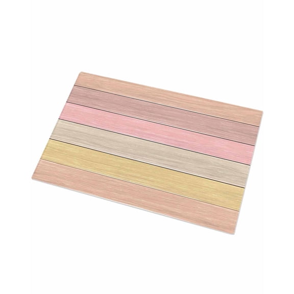 Luxury Plush Bathroom Rugs Mat, Pink Wooden Grain Soft Shaggy Bath Carpet, Vintage Chic Geometric Ombre Brown Non-Slip Floor Mat for Kitchen, Bedroom, 16"x24"