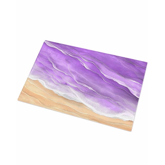 Luxury Plush Bathroom Rugs Mat, Purple Coastal Beach Soft Shaggy Bath Carpet, Summer Nautical Ocean Beige Seaside Non-Slip Floor Mat for Kitchen, Bedroom, 16"x24"