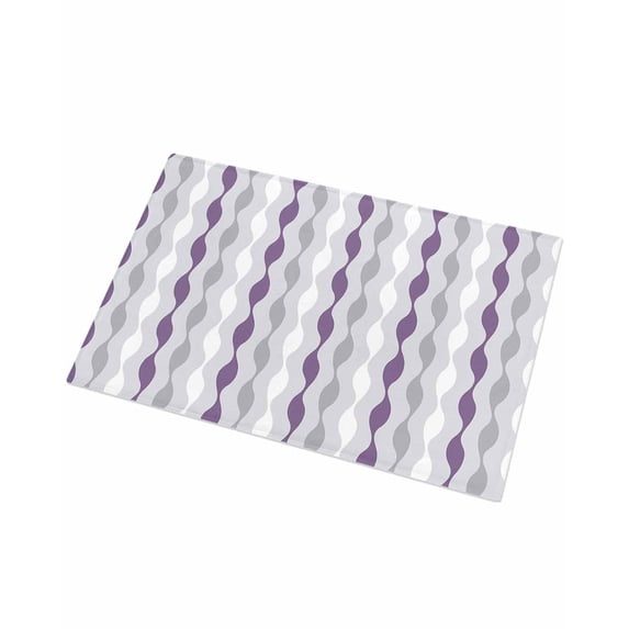 Luxury Plush Bathroom Rugs Mat, Purple Grey Striped Soft Shaggy Bath Carpet, Modern Abstract Geometric Stripes Non-Slip Floor Mat for Kitchen, Bedroom, 18"x30"