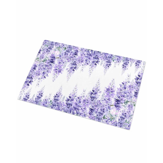 Luxury Plush Bathroom Rugs Mat, Purple Wisteria Soft Shaggy Bath Carpet, Sprinng Summer Pastoral Flowers Botanical Non-Slip Floor Mat for Kitchen, Bedroom, 16"x24"