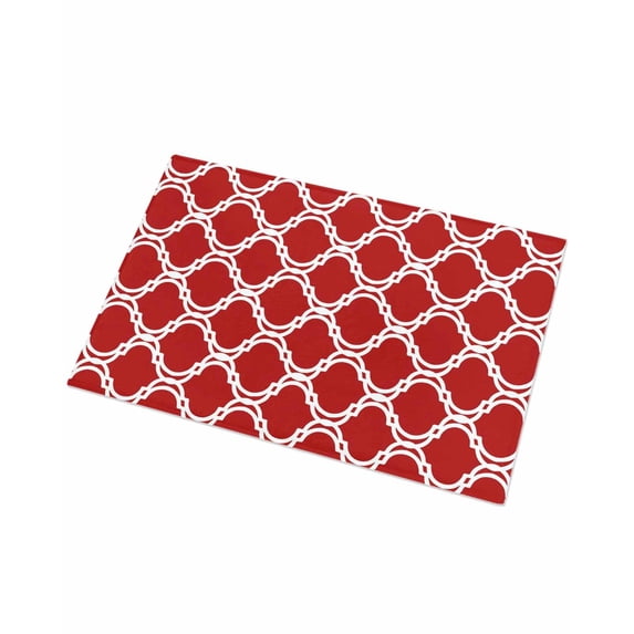 Luxury Plush Bathroom Rugs Mat, Red Morocco Soft Shaggy Bath Carpet, Geometric Moroccan National Abstract Art Non-Slip Floor Mat for Kitchen, Bedroom, 16"x24"