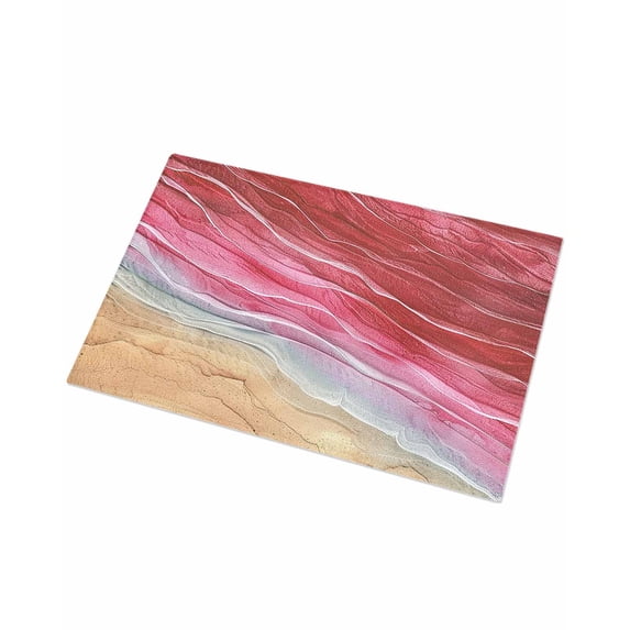 Luxury Plush Bathroom Rugs Mat, Red Ombre Coastal Soft Shaggy Bath Carpet, Summer Nautical Beach Ocean Seaside Non-Slip Floor Mat for Kitchen, Bedroom, 24"x35"