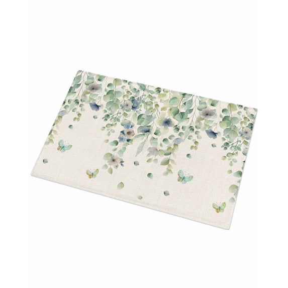 Luxury Plush Bathroom Rugs Mat, Sage Green Eucalyptus Soft Shaggy Bath Carpet, Weeping Botanical Leaves Linen Non-Slip Floor Mat for Kitchen, Bedroom, 24"x35"