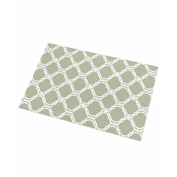 Luxury Plush Bathroom Rugs Mat, Sage Green Morocco Soft Shaggy Bath Carpet, Geometric Moroccan Abstract Art Non-Slip Floor Mat for Kitchen, Bedroom, 24"x35"