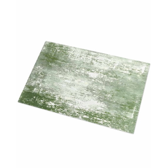 Luxury Plush Bathroom Rugs Mat, Shabby Sage Green Soft Shaggy Bath Carpet, Oil Painting Vintage Art Green White Non-Slip Floor Mat for Kitchen, Bedroom, 18"x30"