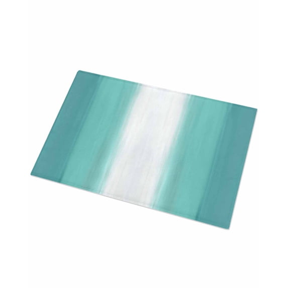 Luxury Plush Bathroom Rugs Mat, Teal Green Striped Soft Shaggy Bath Carpet, Turquoise Ombre Farmhouse Gradient Non-Slip Floor Mat for Kitchen, Bedroom, 18"x30"