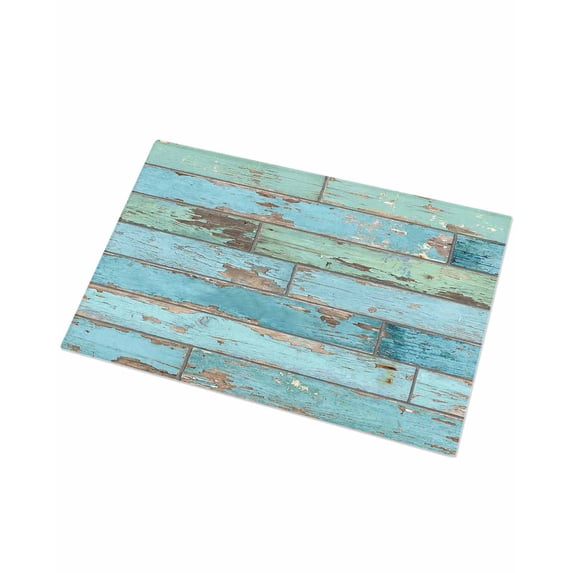 Luxury Plush Bathroom Rugs Mat, Turquoise Farmhouse Soft Shaggy Bath Carpet, Vintage Teal Wooden Non-Slip Floor Mat for Kitchen, Bedroom, 18"x30"