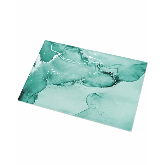 Luxury Plush Bathroom Rugs Mat, Turquoise Marble Soft Shaggy Bath Carpet, Nature Marble Stone Ripple Modern Art Non-Slip Floor Mat for Kitchen, Bedroom, 24"x35"