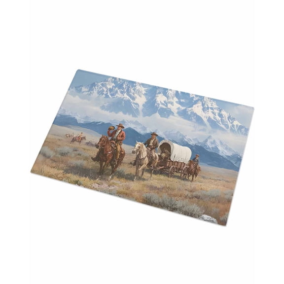 Luxury Plush Bathroom Rugs Mat, Western Cowboys Soft Shaggy Bath Carpet, Mountain Grass Sky Natural Scenery Non-Slip Floor Mat for Kitchen, Bedroom, 24"x35"