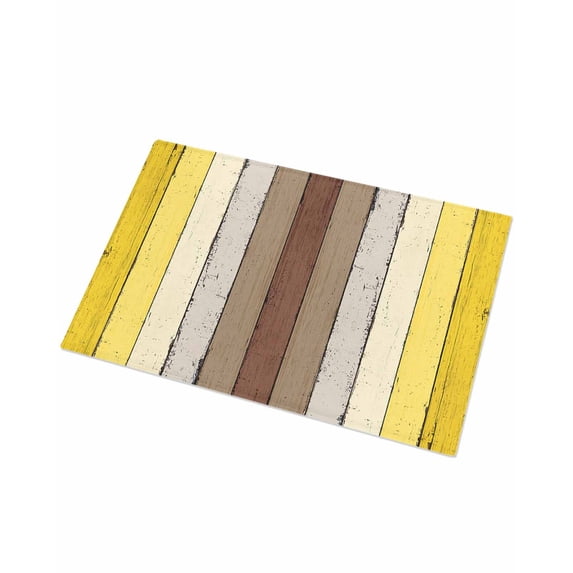 Luxury Plush Bathroom Rugs Mat, Yellow Brown Soft Shaggy Bath Carpet, Farmhouse Wood Grain Vintage Striped Non-Slip Floor Mat for Kitchen, Bedroom, 20"x31.5"
