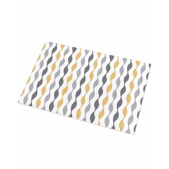 Luxury Plush Bathroom Rugs Mat, Yellow Grey Striped Soft Shaggy Bath Carpet, Modern Abstract Geometric Stripes Non-Slip Floor Mat for Kitchen, Bedroom, 24"x35"