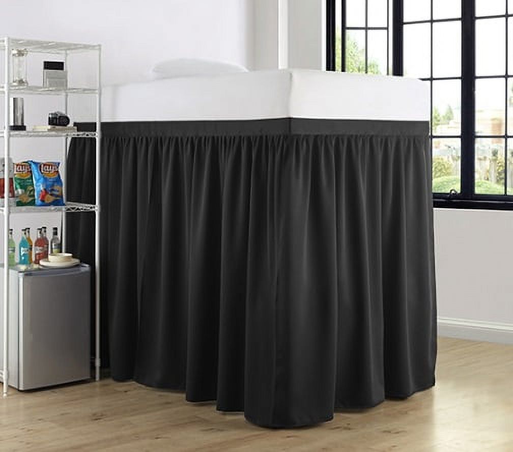 Luxury Plush Extended Dorm Sized Bed Skirt Panel with Ties (3 Panel Set