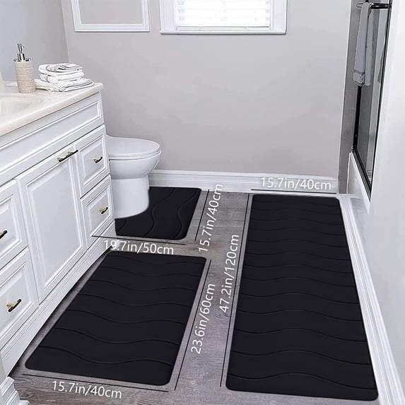 Luxury Plush Shaggy Bathroom Rugs,Ultra Soft Fluffy Bath Mat Set,Non-Slip Absorbent Bath Rug,U-Shaped Toilet Mat,Lid Cover,Washable Bathroom Floor Mats for Shower,Bathtub,Bathroom Decor