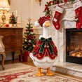 thumbnail image 1 of Luxury Poinsettia Velvet 23 inch Porch Goose Outfit Red Velvet Cape for Lawn Goose Statues Christmas Winter Patio Yard Decor, 1 of 6