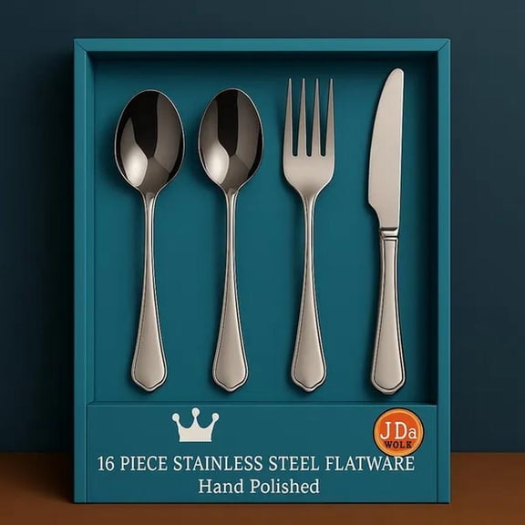 Luxury Premium Silverware Dinnerware Tableware Set - Stainless Steel Flatware Service with Forks, Knives, Spoons, and Teaspoons - Durable, Elegant, and Rust-Resistant Cutlery