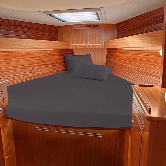 Luxury Premium Soft 1 Piece Universal V Berth Fitted Sheet 100% Egyptian Cotton 800 Thread Count The Best Boat V Berth Bedding Fits mattresses up to 6” Depth - Great Gift for Boaters - Dark Grey Solid
