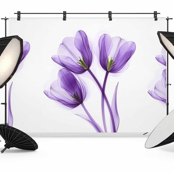 Luxury Purple Tulip Backdrop for Photoshoot,Photography Photo Studio Background Wall Backdrop,Watercolor Spring Rustic Floral Back Drop Banner Panel for Portraits Wedding Party Live Streaming 7x5Ft