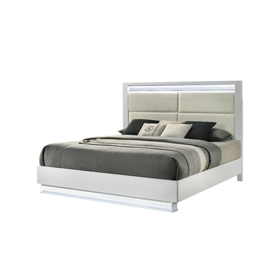 Luxury Queen Bed With Textured Headboard & Soothing Atmosphere Modern Bedroom Lacquer Finish Comfortable