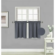 SAMIMPORT-2011 Luxury R16 Set 2pc Tier Rod Pocket Window Curtain Kitchen Restaurant Bathroom Nursery Brick Valance Efficient Energy Blackout Panel Size 30" Wide X 24" Length Each Tier