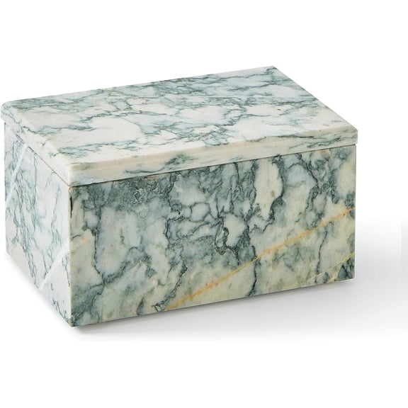 Luxury Rectangular Marble Storage Box with Lid for Jewelry, Makeup, and Home Decor, 5.9x3.9x3.1 Inch Stone Keepsake Organizer