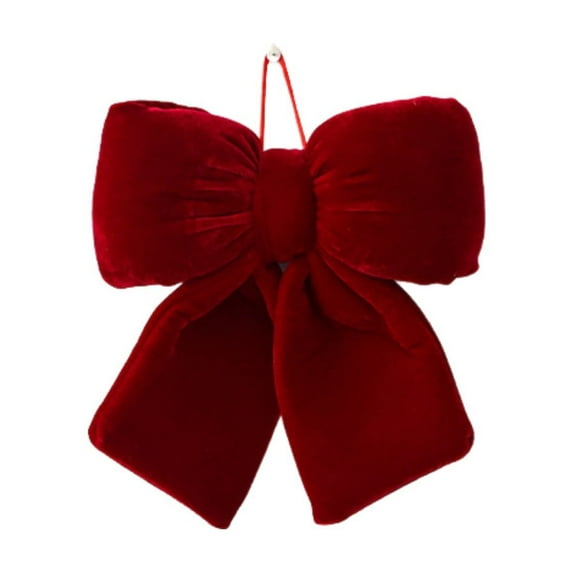 Luxury Red Velvet Christmas Bow Ornament, Large 3D Decorative Holiday Pendant, Traditional Velvet Tree Bow for Wreaths, Garlands & Home Décor, 8 Inch, Wine, Bow