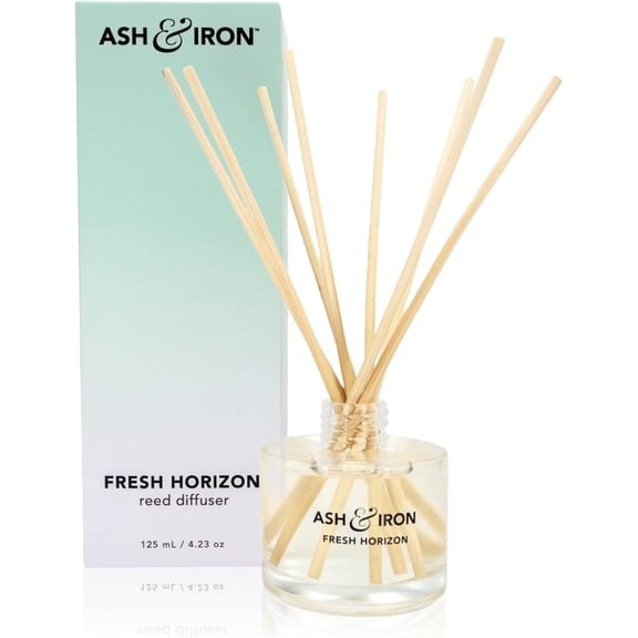 Luxury Reed Diffuser for Home & Bathroom Ash & Iron Fresh Horizon, Crisp Alpine Air & Cactus Blossom, 125 mL, 35 Month Duration