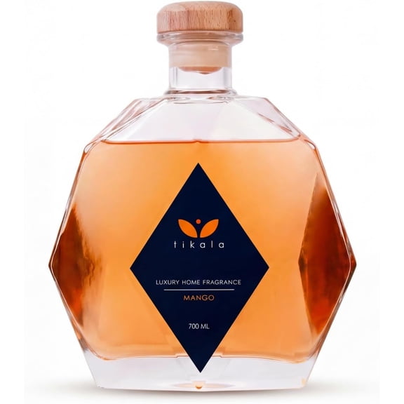 Luxury Reed Diffuser with Mango Scent Crystal Glass Bottle Home Fragrance for Living Room, Bathroom & Office 23.67 fl oz (700 ml)