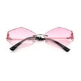 thumbnail image 1 of Luxury Retro Rimless Diamon Shape Hustler Metal Frame Sunglasses Silver - Pink, 1 of 8
