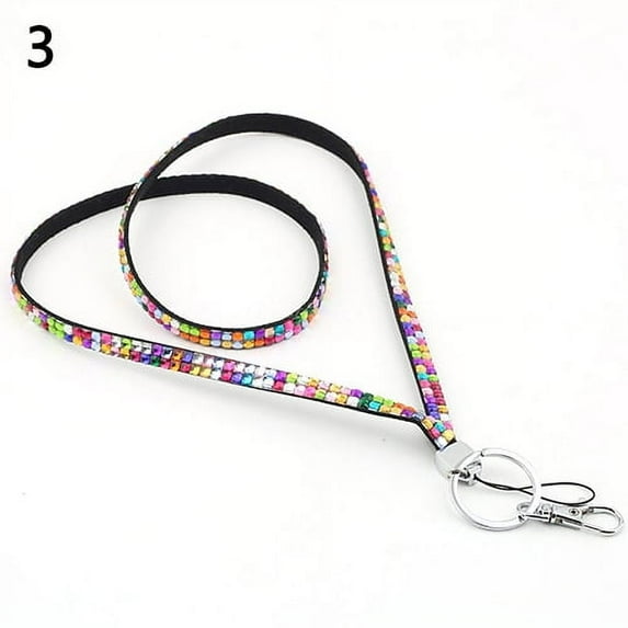 Luxury Rhinestone Bling Shiny Custom Lanyard ID Badge Cellphone Key Holder Ring